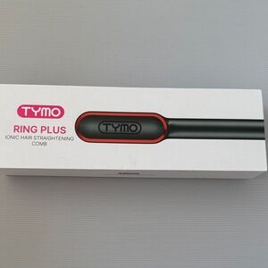 TYMO Ring Plus Ionic Hair Straightening Comb - Sleek Black and Red